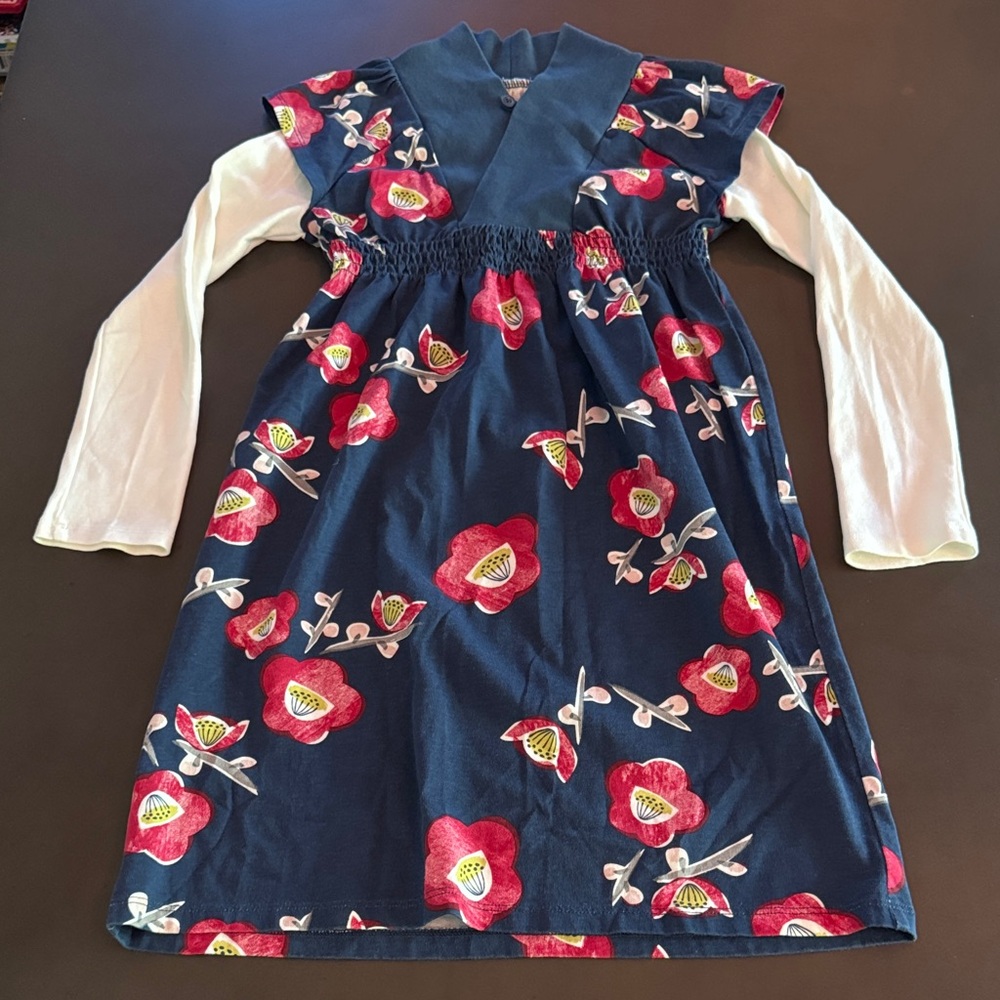 Tea Collection Navy and Red Floral Kids Dress